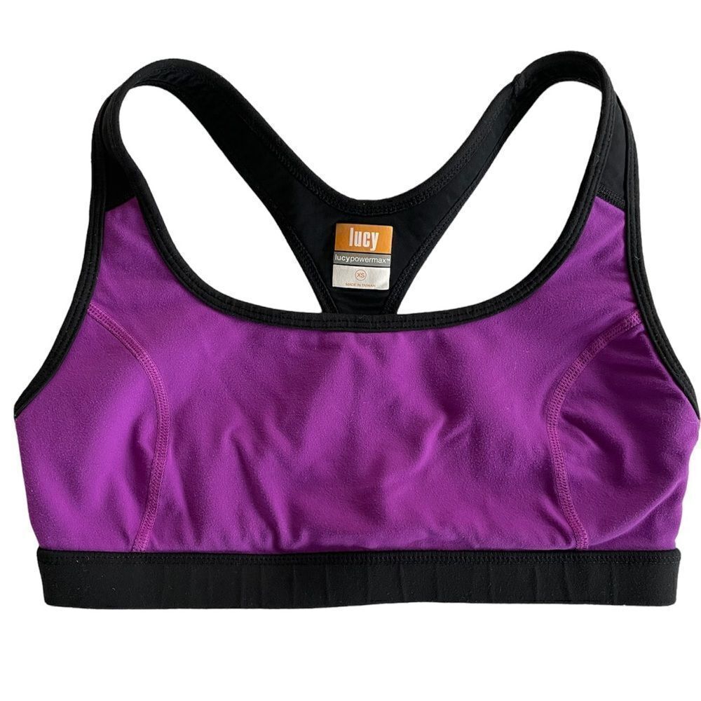 Lucy Powermax purple/black Racerback sports bra, size XS
